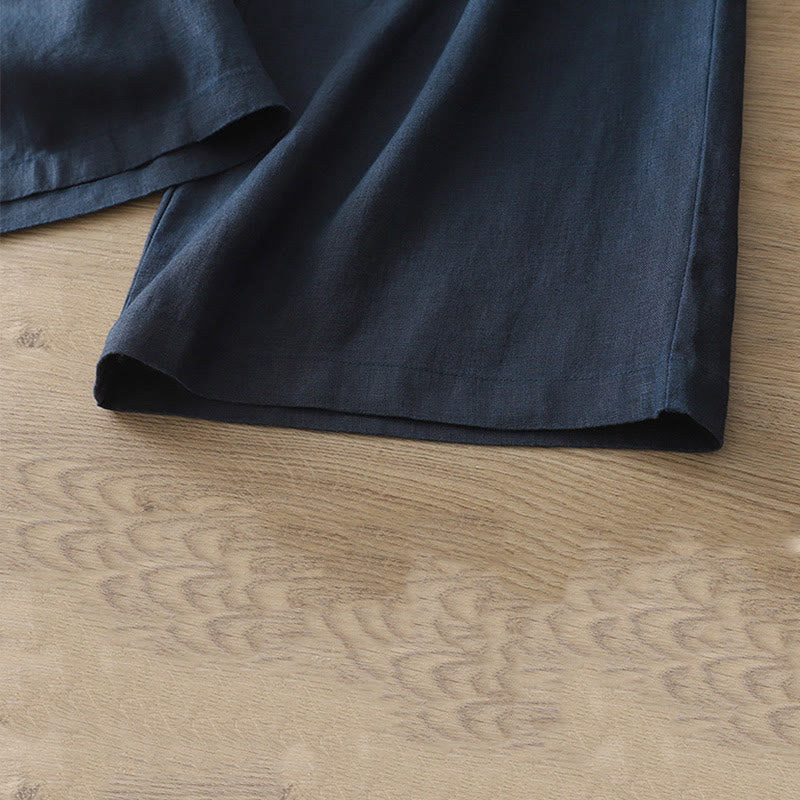 Pantaloni larghi da donna in cotone con tasche e cerniera, stile retrò casual Buddha Stones