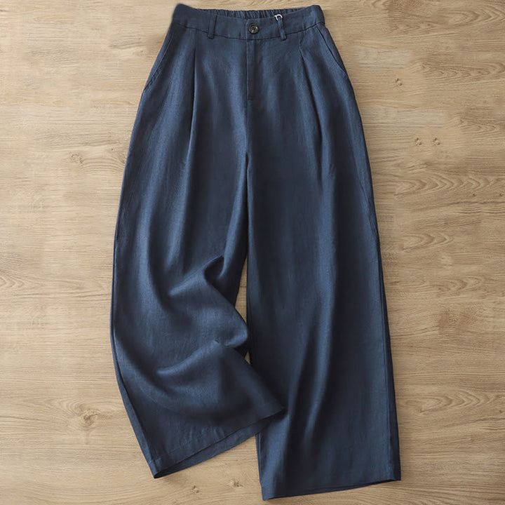 Pantaloni larghi da donna in cotone con tasche e cerniera, stile retrò casual Buddha Stones