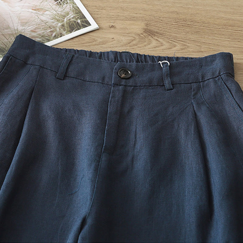 Pantaloni larghi da donna in cotone con tasche e cerniera, stile retrò casual Buddha Stones