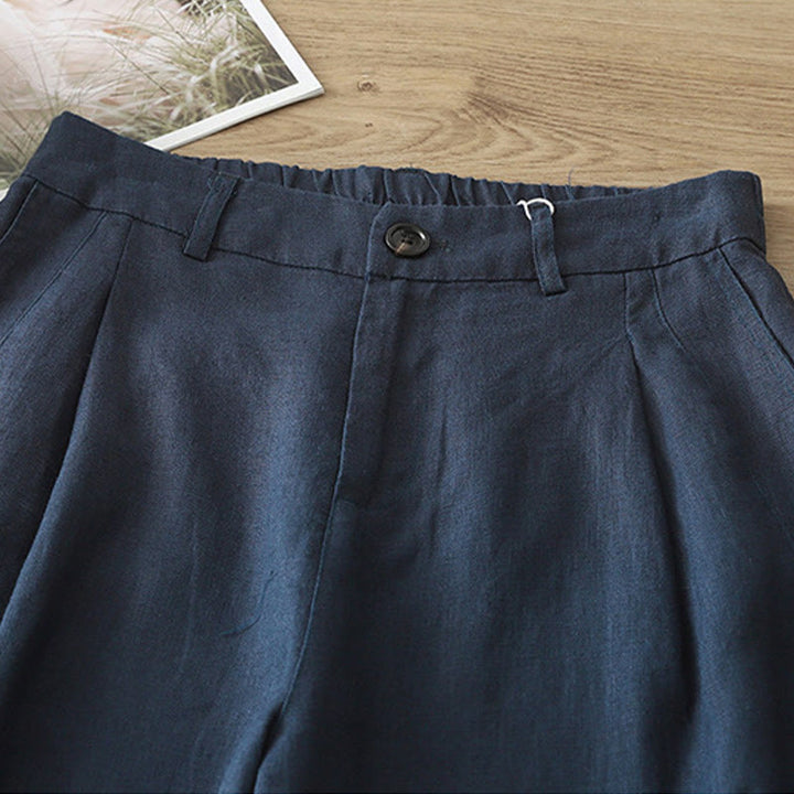Pantaloni larghi da donna in cotone con tasche e cerniera, stile retrò casual Buddha Stones