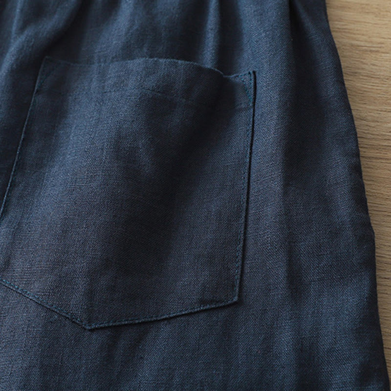 Pantaloni larghi da donna in cotone con tasche e cerniera, stile retrò casual Buddha Stones