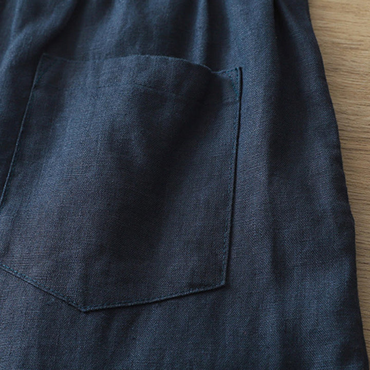 Pantaloni larghi da donna in cotone con tasche e cerniera, stile retrò casual Buddha Stones