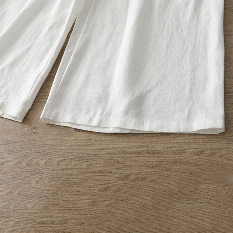 Pantaloni larghi da donna in cotone con tasche e cerniera, stile retrò casual Buddha Stones
