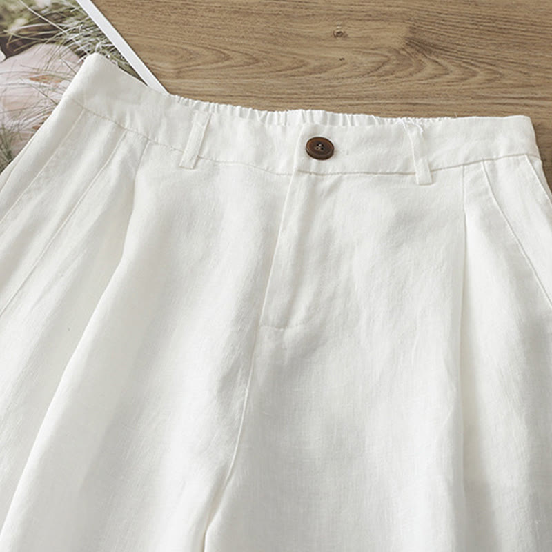 Pantaloni larghi da donna in cotone con tasche e cerniera, stile retrò casual Buddha Stones