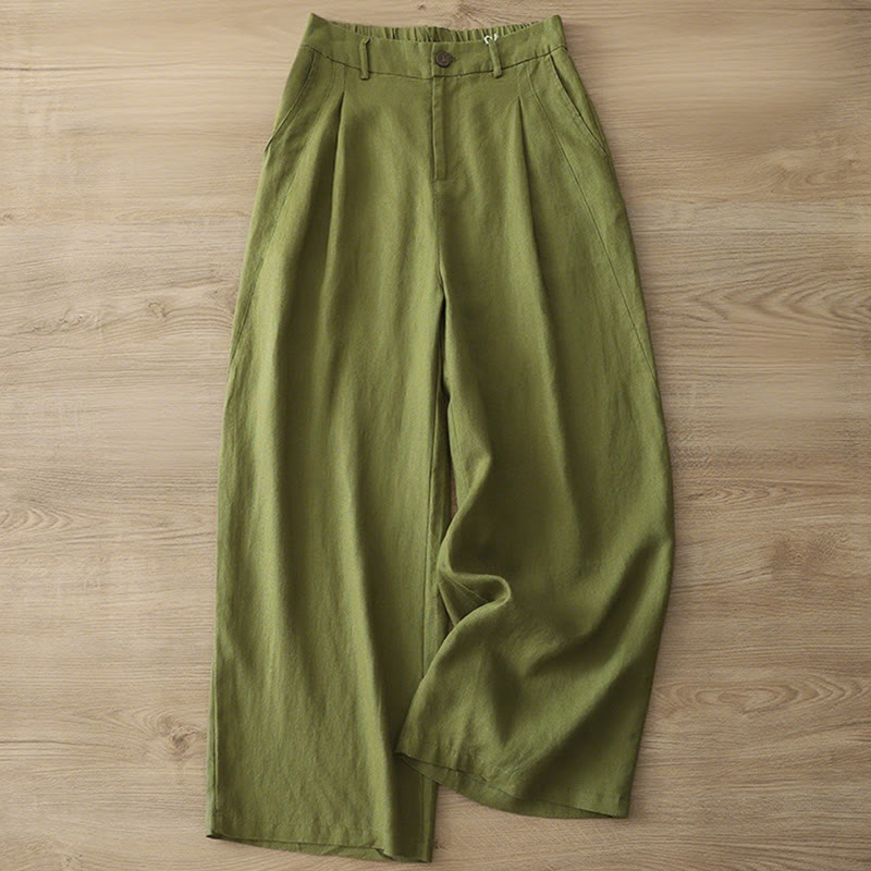 Pantaloni larghi da donna in cotone con tasche e cerniera, stile retrò casual Buddha Stones