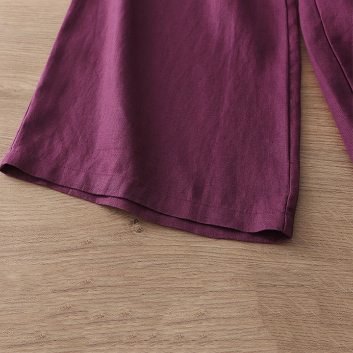 Pantaloni larghi da donna in cotone con tasche e cerniera, stile retrò casual Buddha Stones