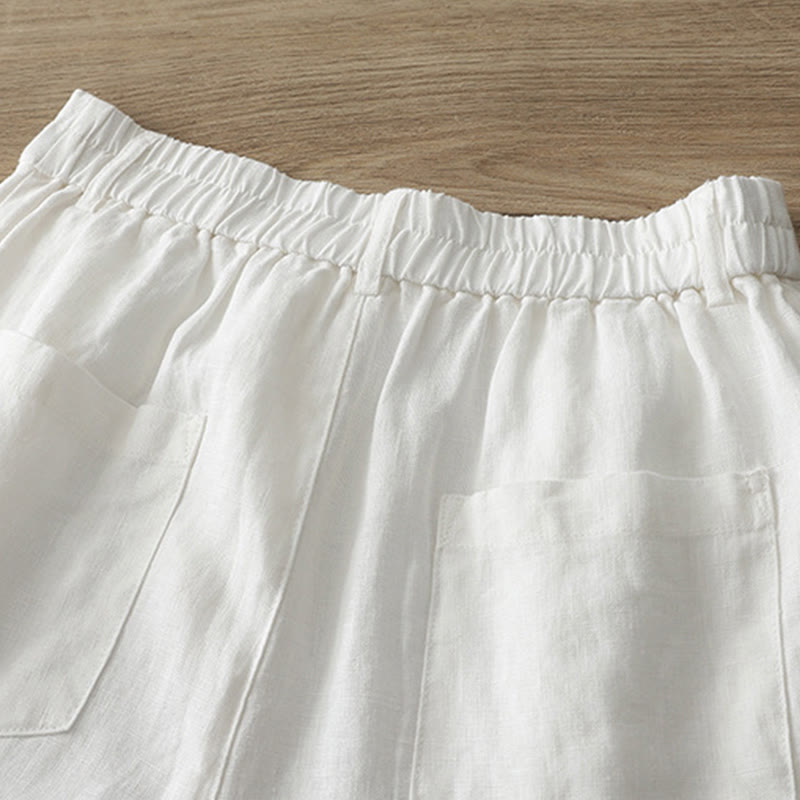 Pantaloni larghi da donna in cotone con tasche e cerniera, stile retrò casual Buddha Stones - image 9