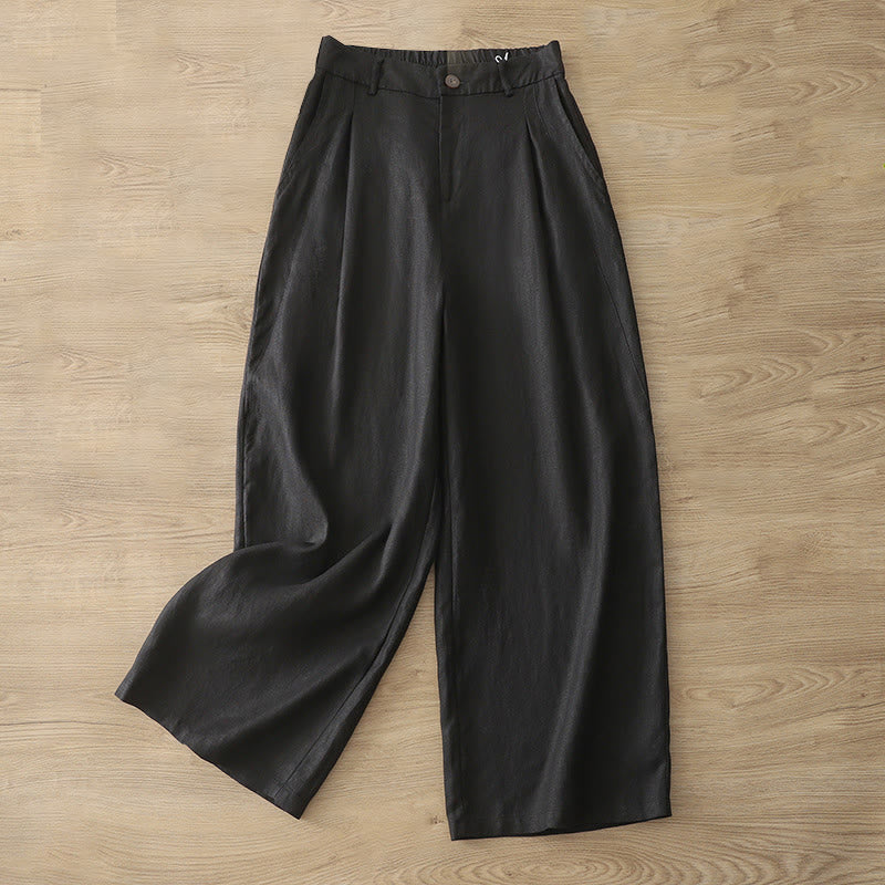 Pantaloni larghi da donna in cotone con tasche e cerniera, stile retrò casual Buddha Stones - Nero - US8-10, UK/AU12-14, EU40-42 (2XL) - image 15