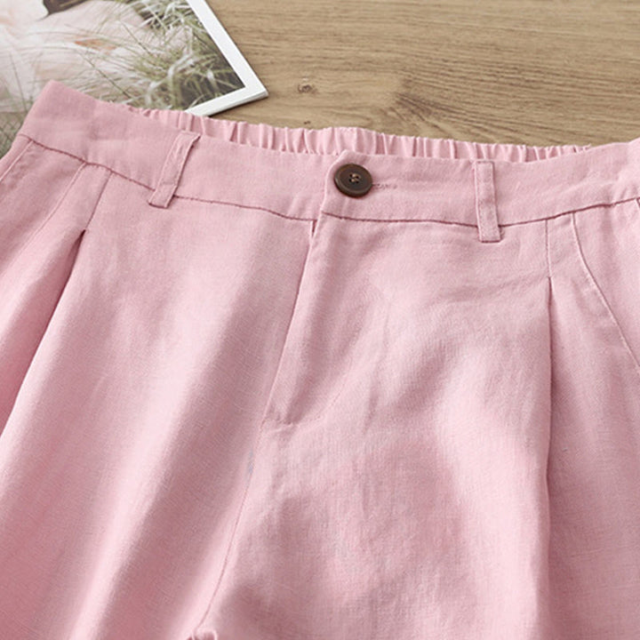 Pantaloni larghi da donna in cotone con tasche e cerniera, stile retrò casual Buddha Stones