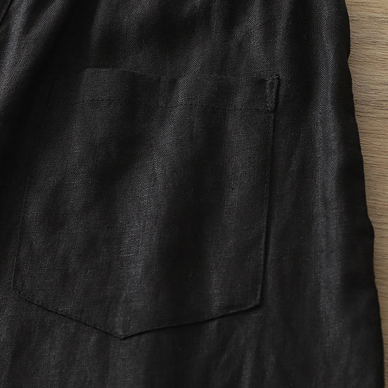 Pantaloni larghi da donna in cotone con tasche e cerniera, stile retrò casual Buddha Stones