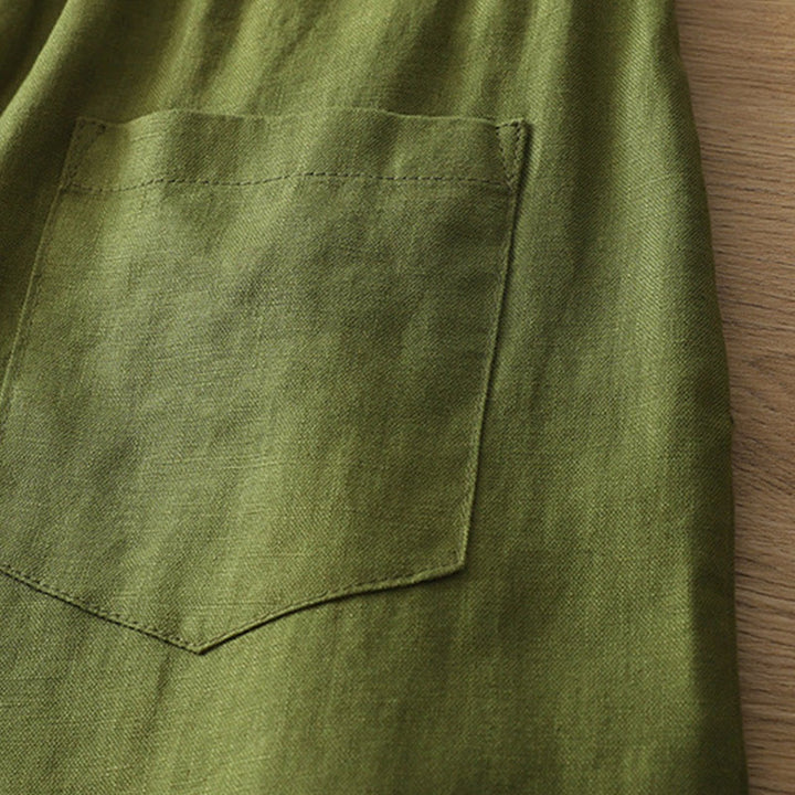 Pantaloni larghi da donna in cotone con tasche e cerniera, stile retrò casual Buddha Stones