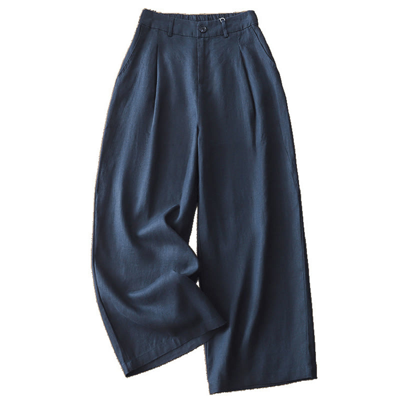 Pantaloni larghi da donna in cotone con tasche e cerniera, stile retrò casual Buddha Stones