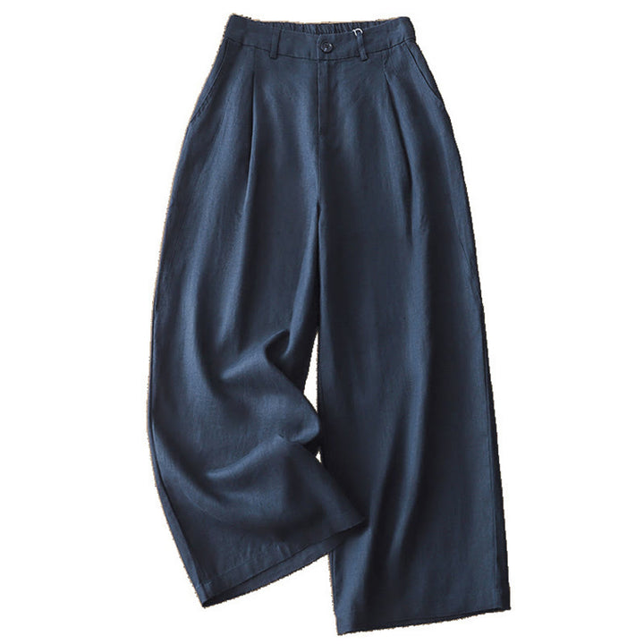 Pantaloni larghi da donna in cotone con tasche e cerniera, stile retrò casual Buddha Stones