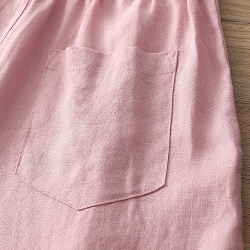 Pantaloni larghi da donna in cotone con tasche e cerniera, stile retrò casual Buddha Stones