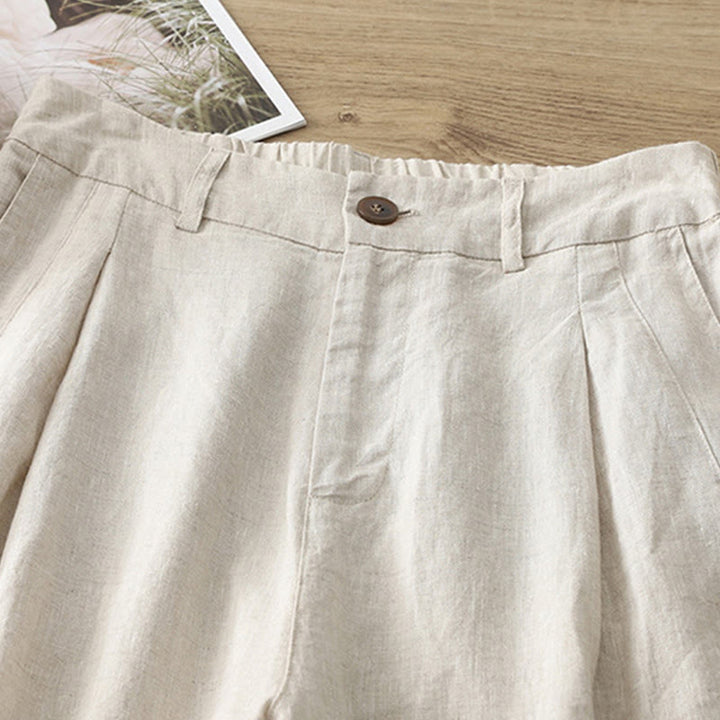 Pantaloni larghi da donna in cotone con tasche e cerniera, stile retrò casual Buddha Stones