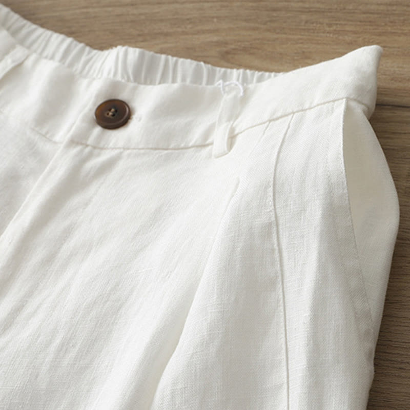 Pantaloni larghi da donna in cotone con tasche e cerniera, stile retrò casual Buddha Stones - image 8