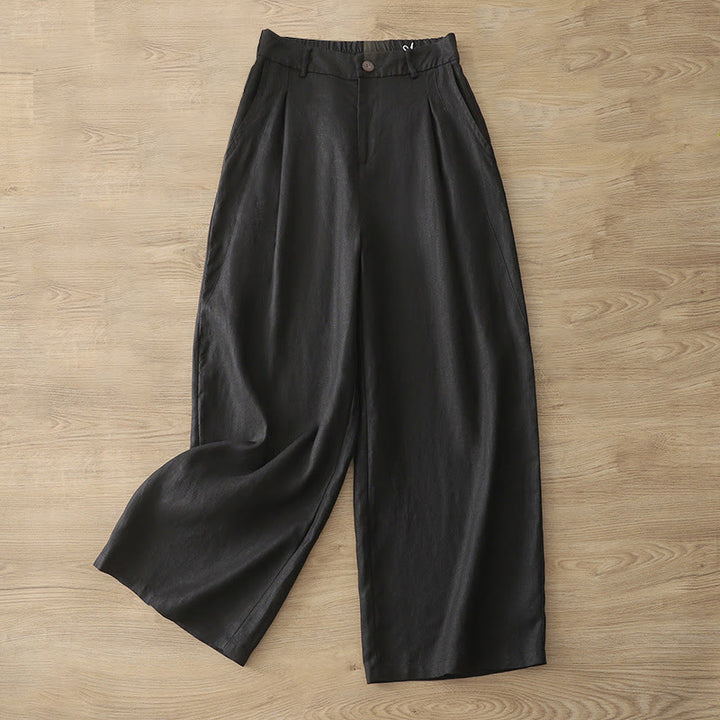 Pantaloni larghi da donna in cotone con tasche e cerniera, stile retrò casual Buddha Stones