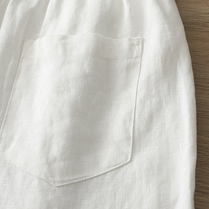 Pantaloni larghi da donna in cotone con tasche e cerniera, stile retrò casual Buddha Stones - image 10