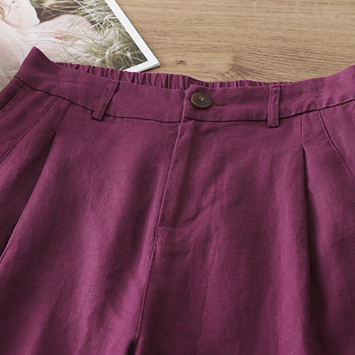 Pantaloni larghi da donna in cotone con tasche e cerniera, stile retrò casual Buddha Stones