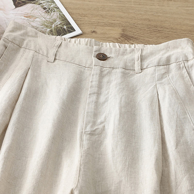 Pantaloni larghi da donna in cotone con tasche e cerniera, stile retrò casual Buddha Stones - image 1