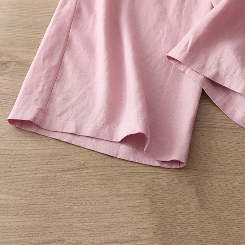 Pantaloni larghi da donna in cotone con tasche e cerniera, stile retrò casual Buddha Stones