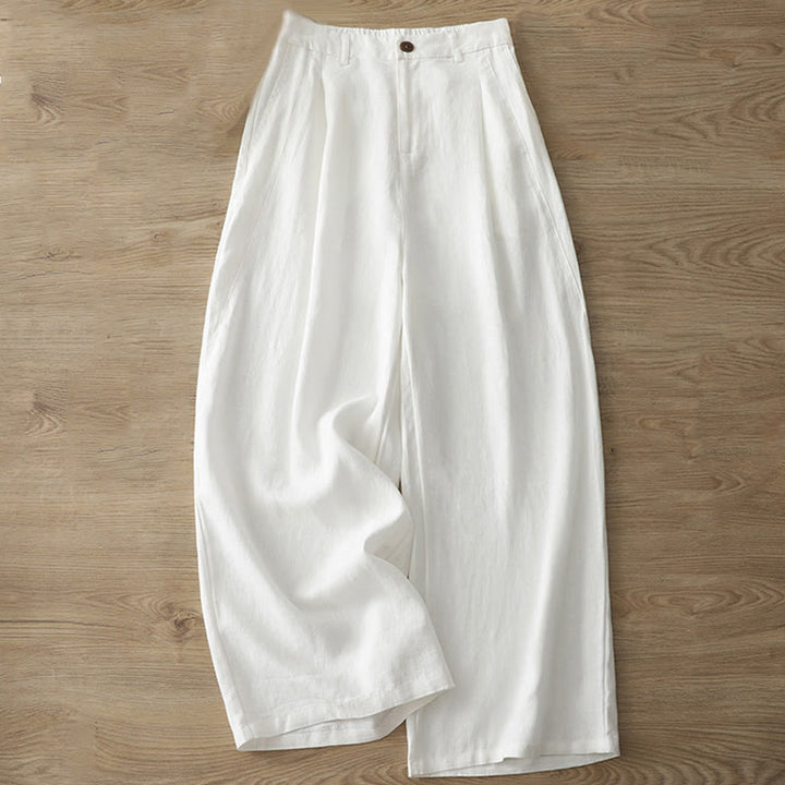 Pantaloni larghi da donna in cotone con tasche e cerniera, stile retrò casual Buddha Stones