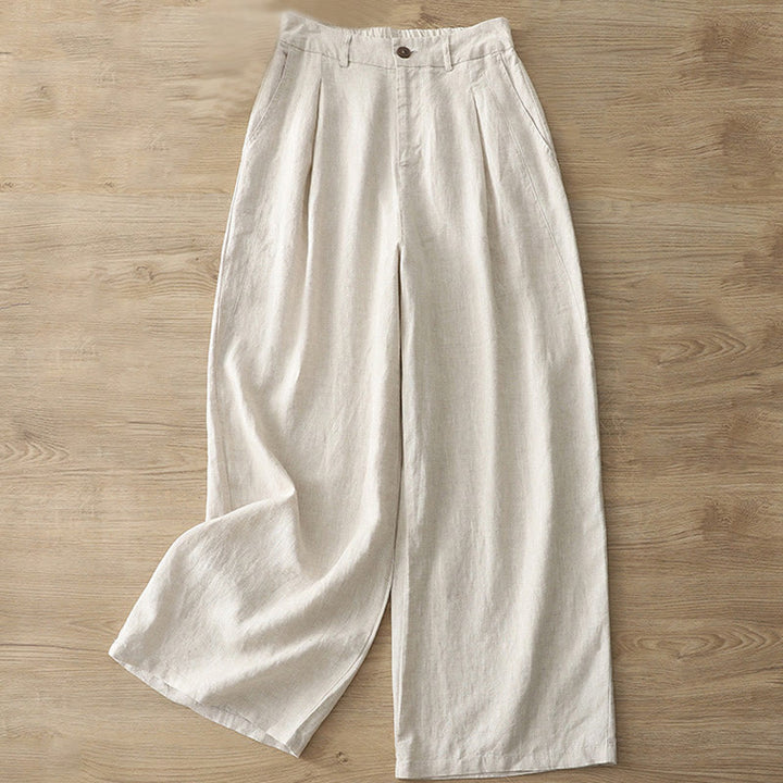 Pantaloni larghi da donna in cotone con tasche e cerniera, stile retrò casual Buddha Stones