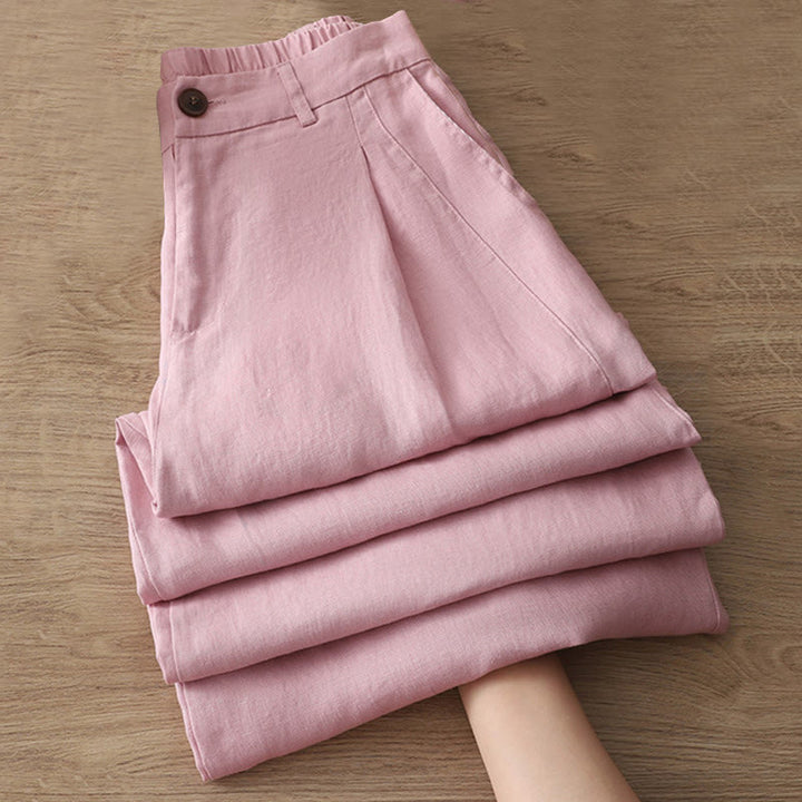 Pantaloni larghi da donna in cotone con tasche e cerniera, stile retrò casual Buddha Stones