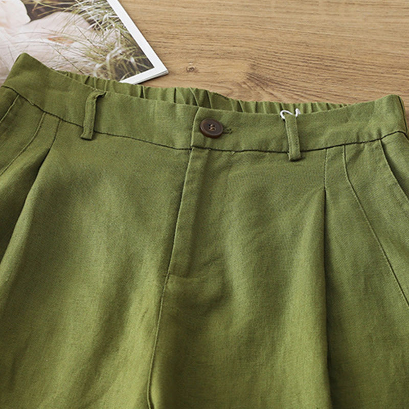 Pantaloni larghi da donna in cotone con tasche e cerniera, stile retrò casual Buddha Stones