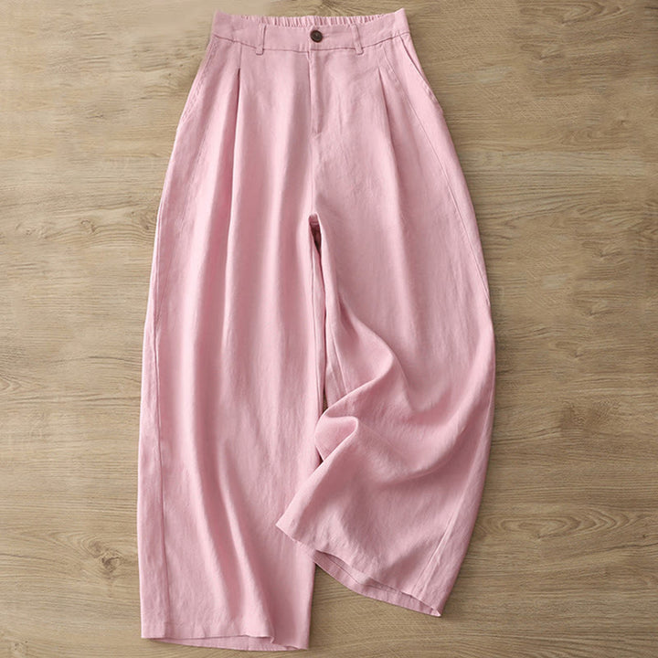 Pantaloni larghi da donna in cotone con tasche e cerniera, stile retrò casual Buddha Stones
