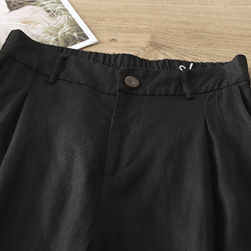 Pantaloni larghi da donna in cotone con tasche e cerniera, stile retrò casual Buddha Stones