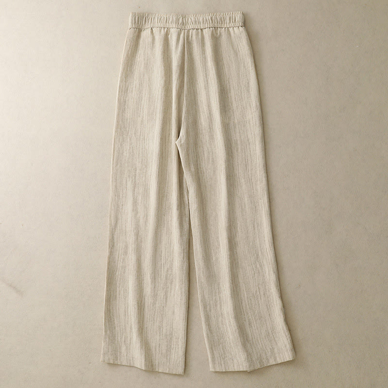 Pantaloni da donna in cotone a gamba larga con tasche, modello Buddha Stones, casual, estivi, con lacci e texture.