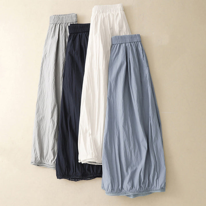 Pantaloni larghi da donna in cotone con orlo cavo, lunghezza 7-8, con tasche, modello Buddha Stones