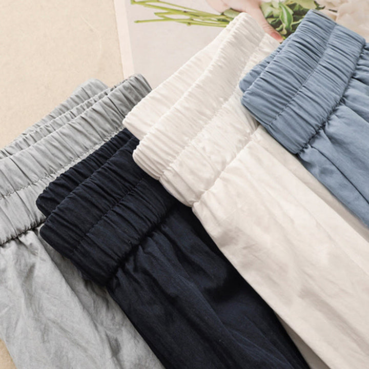 Pantaloni larghi da donna in cotone con orlo cavo, lunghezza 7-8, con tasche, modello Buddha Stones