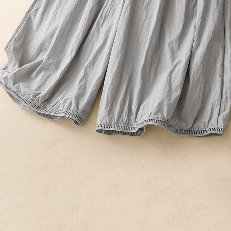 Pantaloni larghi da donna in cotone con orlo cavo, lunghezza 7-8, con tasche, modello Buddha Stones