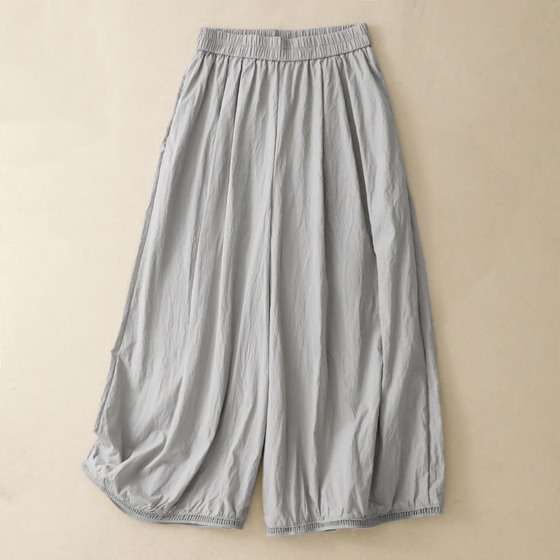 Pantaloni larghi da donna in cotone con orlo cavo, lunghezza 7-8, con tasche, modello Buddha Stones