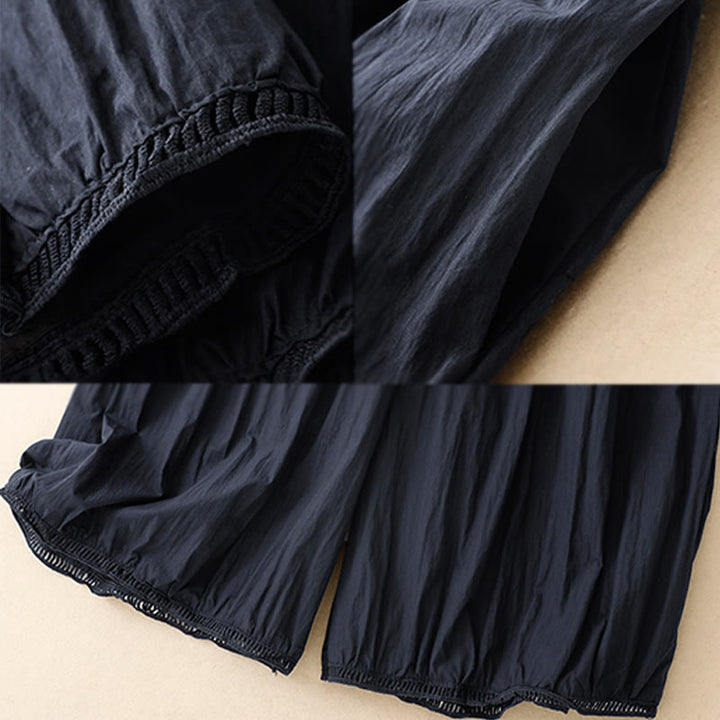 Pantaloni larghi da donna in cotone con orlo cavo, lunghezza 7-8, con tasche, modello Buddha Stones