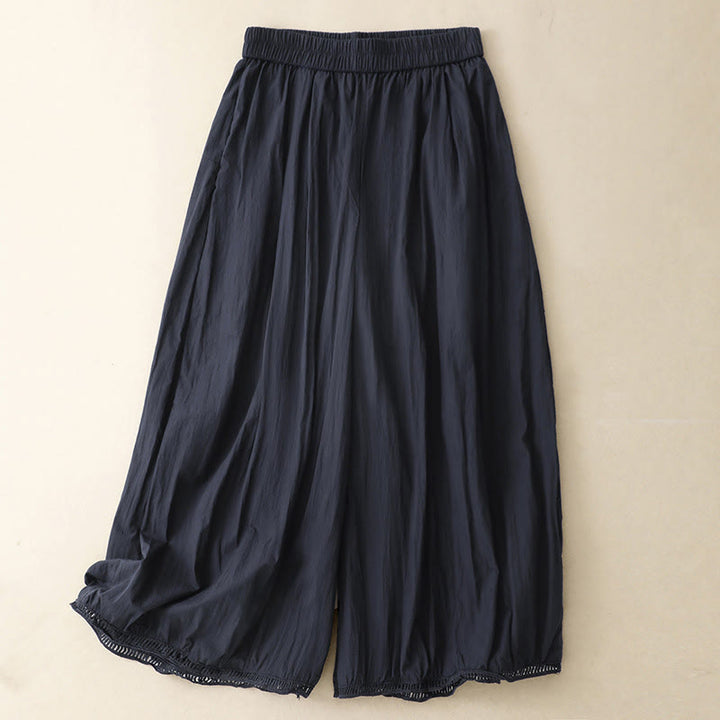 Pantaloni larghi da donna in cotone con orlo cavo, lunghezza 7-8, con tasche, modello Buddha Stones