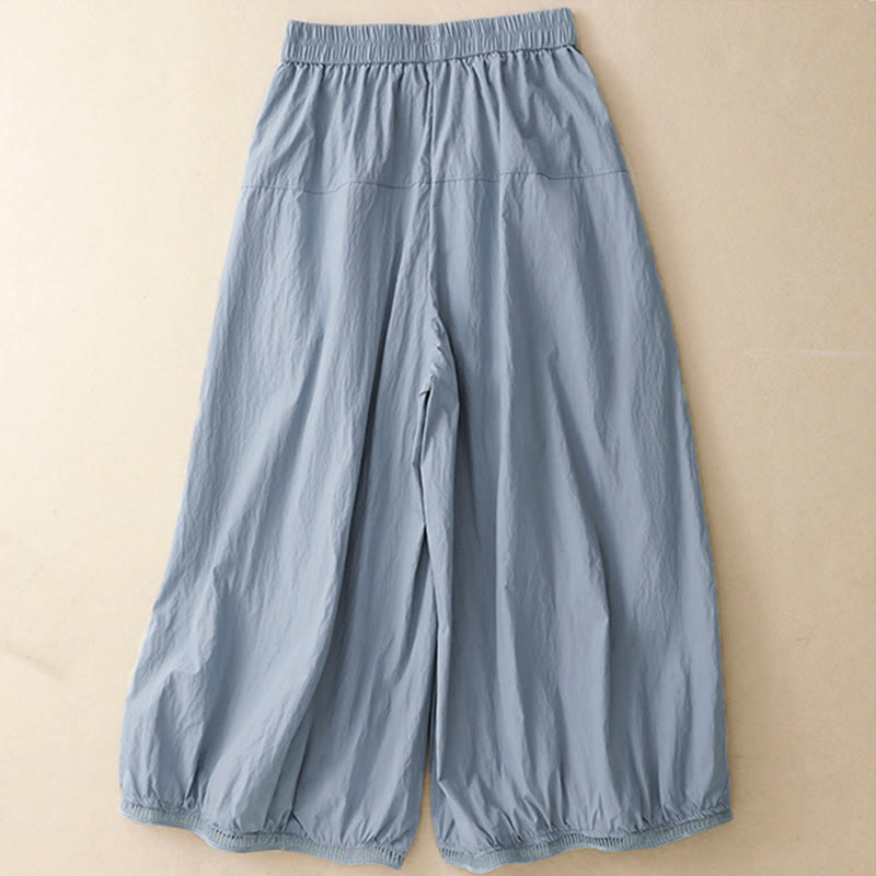 Pantaloni larghi da donna in cotone con orlo cavo, lunghezza 7-8, con tasche, modello Buddha Stones - image 1