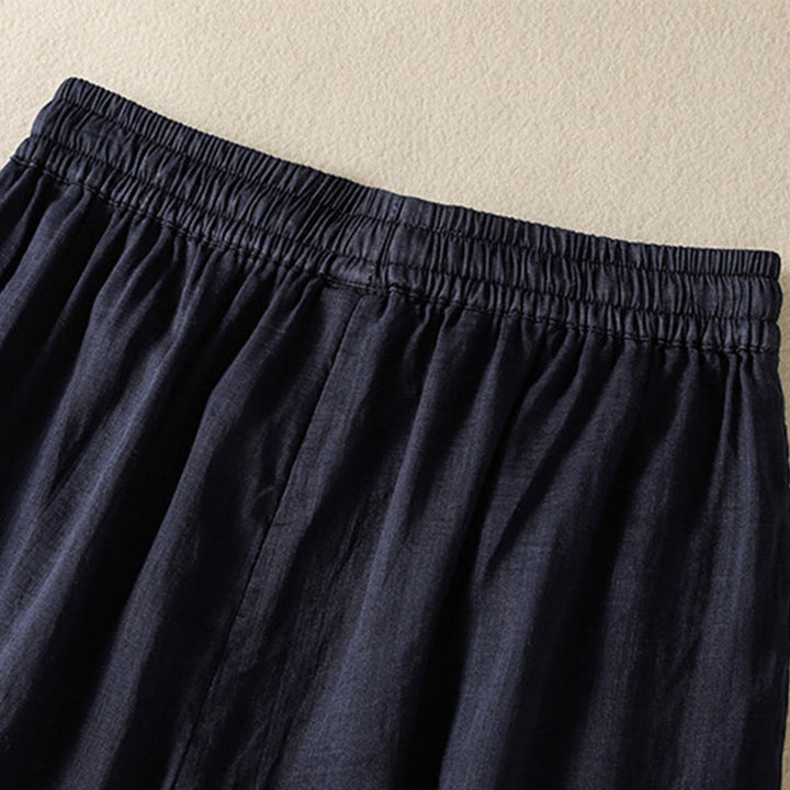 Pantaloni da donna in cotone a gamba larga con coulisse e ricamo Buddha Stones Commute, con tasche - image 5