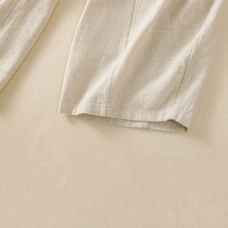 Pantaloni harem da donna in lino e cotone con tasche, a vita alta, con design semplice e semplice, motivo Buddha Stones