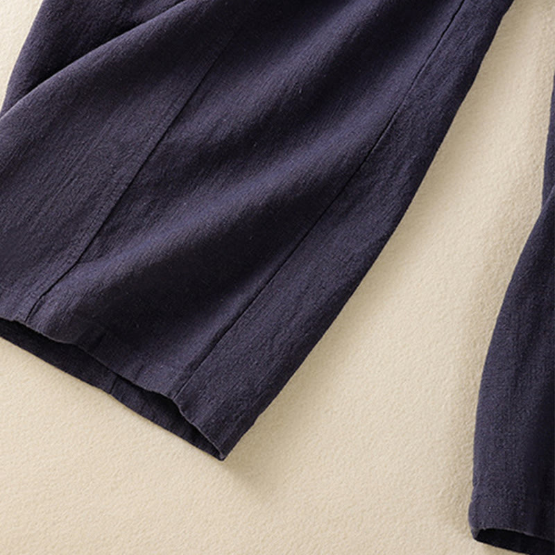 Pantaloni harem da donna in lino e cotone con tasche, a vita alta, con design semplice e semplice, motivo Buddha Stones - image 24