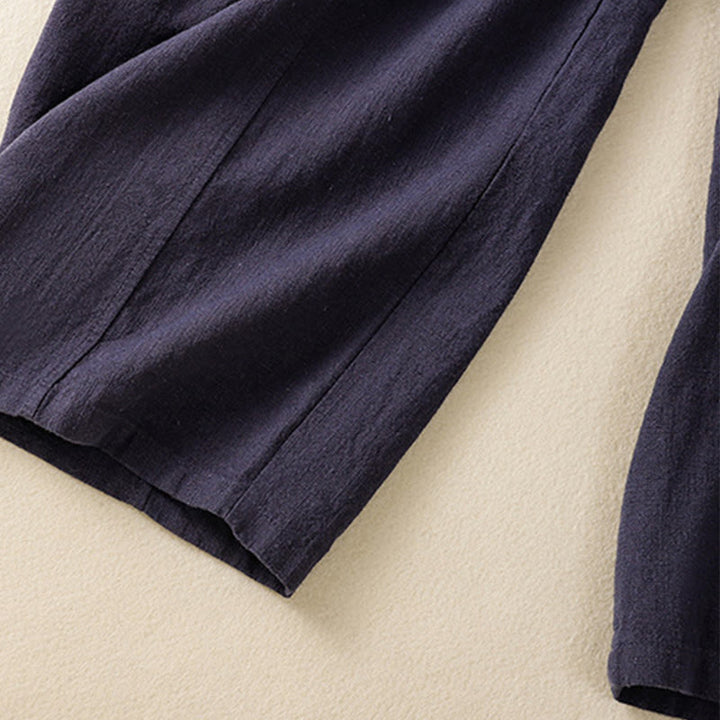 Pantaloni harem da donna in lino e cotone con tasche, a vita alta, con design semplice e semplice, motivo Buddha Stones