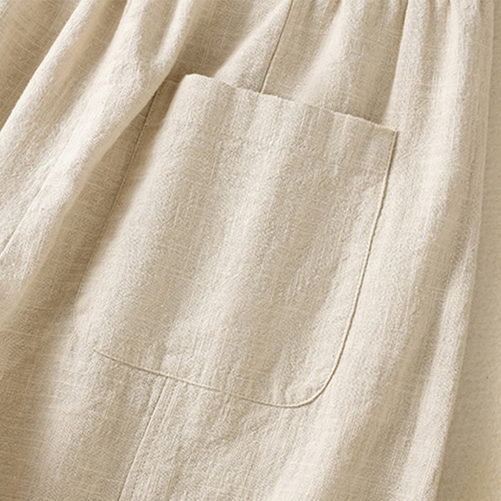 Pantaloni harem da donna in lino e cotone con tasche, a vita alta, con design semplice e semplice, motivo Buddha Stones