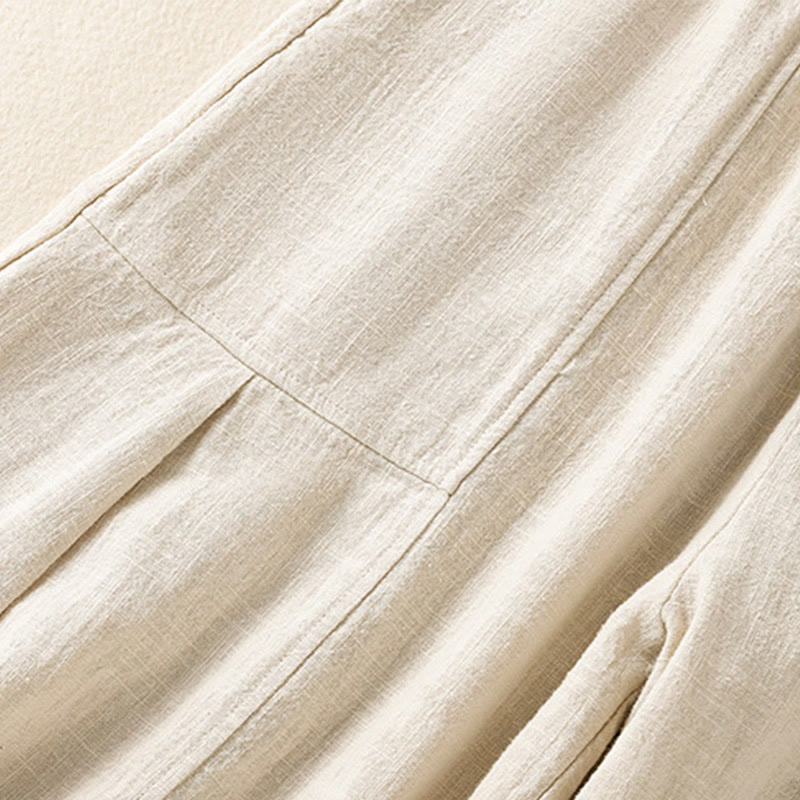 Pantaloni harem da donna in lino e cotone con tasche, a vita alta, con design semplice e semplice, motivo Buddha Stones - image 6