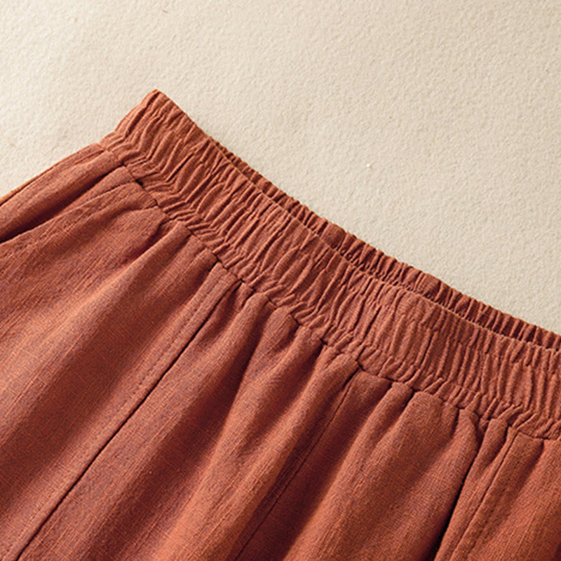 Pantaloni harem da donna in lino e cotone con tasche, a vita alta, con design semplice e semplice, motivo Buddha Stones