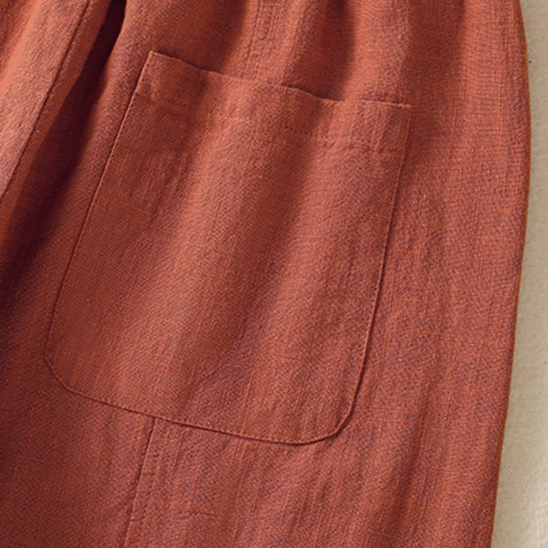 Pantaloni harem da donna in lino e cotone con tasche, a vita alta, con design semplice e semplice, motivo Buddha Stones