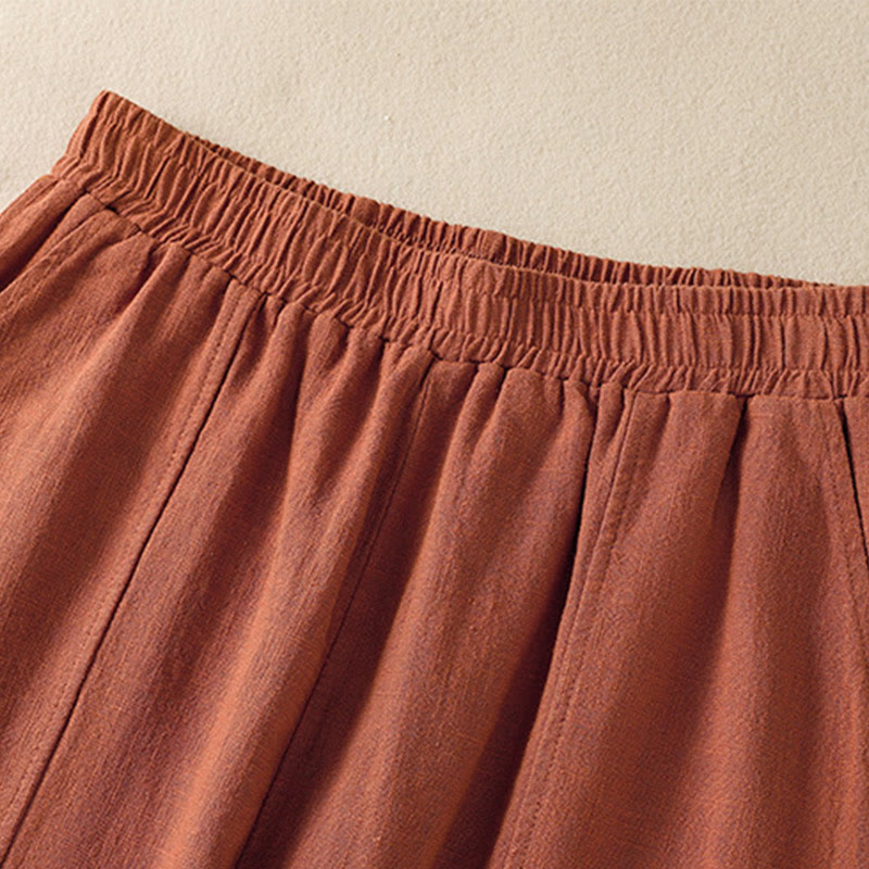 Pantaloni harem da donna in lino e cotone con tasche, a vita alta, con design semplice e semplice, motivo Buddha Stones