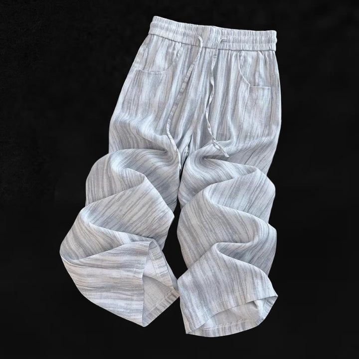 Pantaloni da donna in cotone a gamba larga con coulisse, modello tie-dye a righe, con tasche, modello Buddha Stones