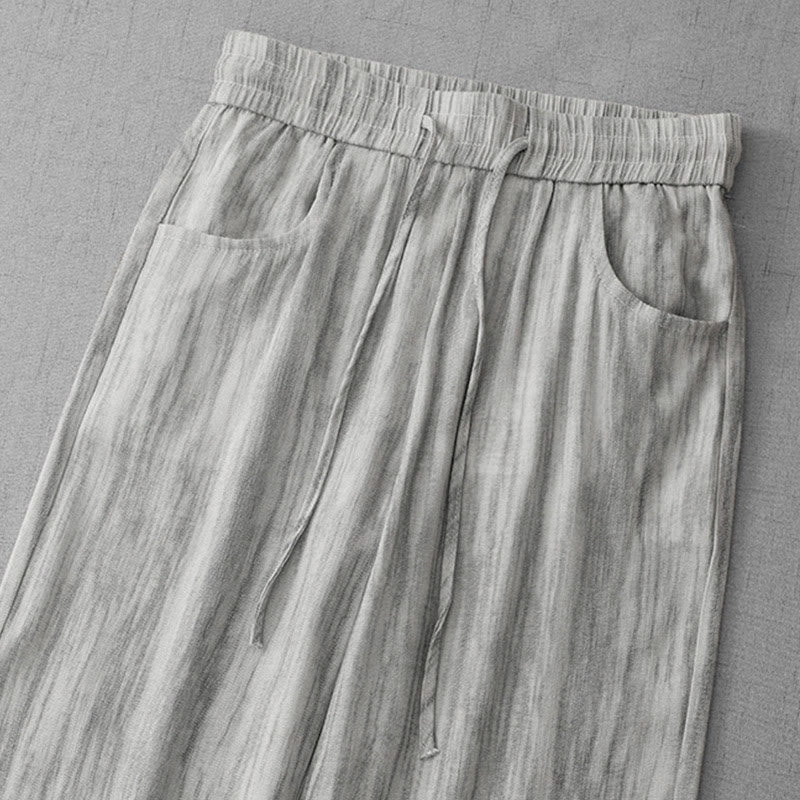 Pantaloni da donna in cotone a gamba larga con coulisse, modello tie-dye a righe, con tasche, modello Buddha Stones